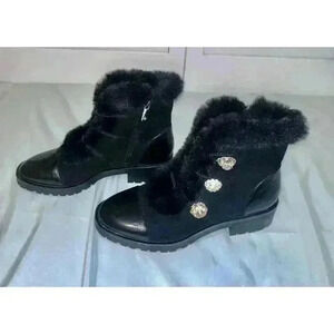 Nanette Lapore Ibiza Boot Women's Size 7.5 US Black Zippered Faux Fur Lined